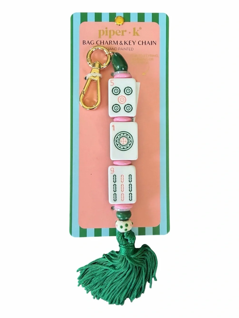 Popular Mahjong Tile Bag Charm Keychain NWT
